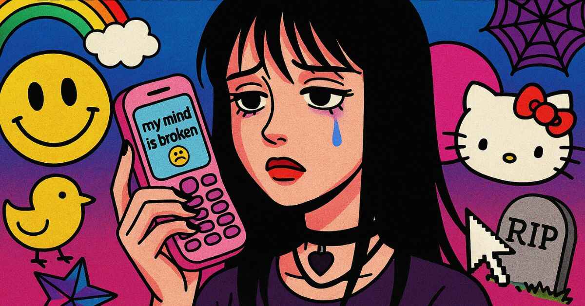 Meme-style digital art of Internet Chicks in 2025 aesthetic