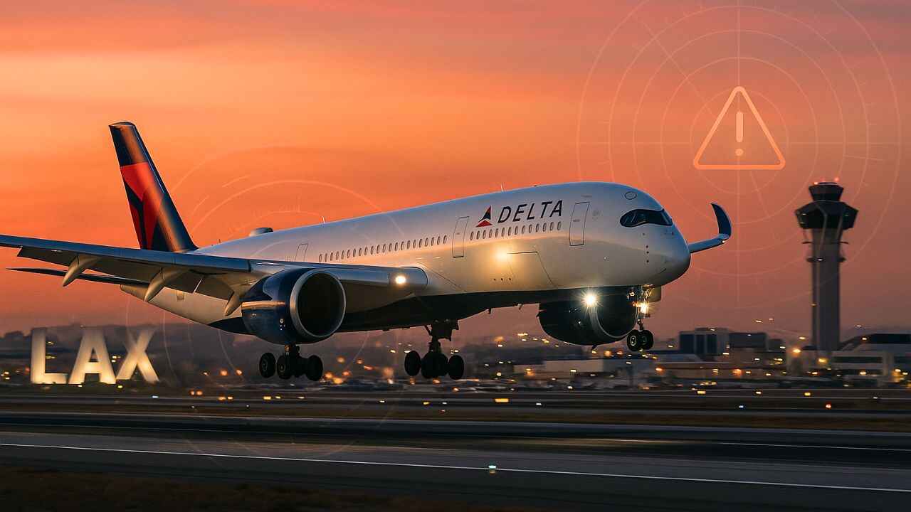Delta Flight DL275 Landing At Sunset
