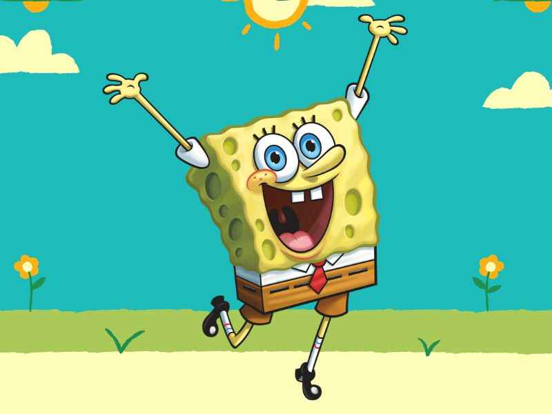 SpongeBob Cartoon Jumping in Happy Mood