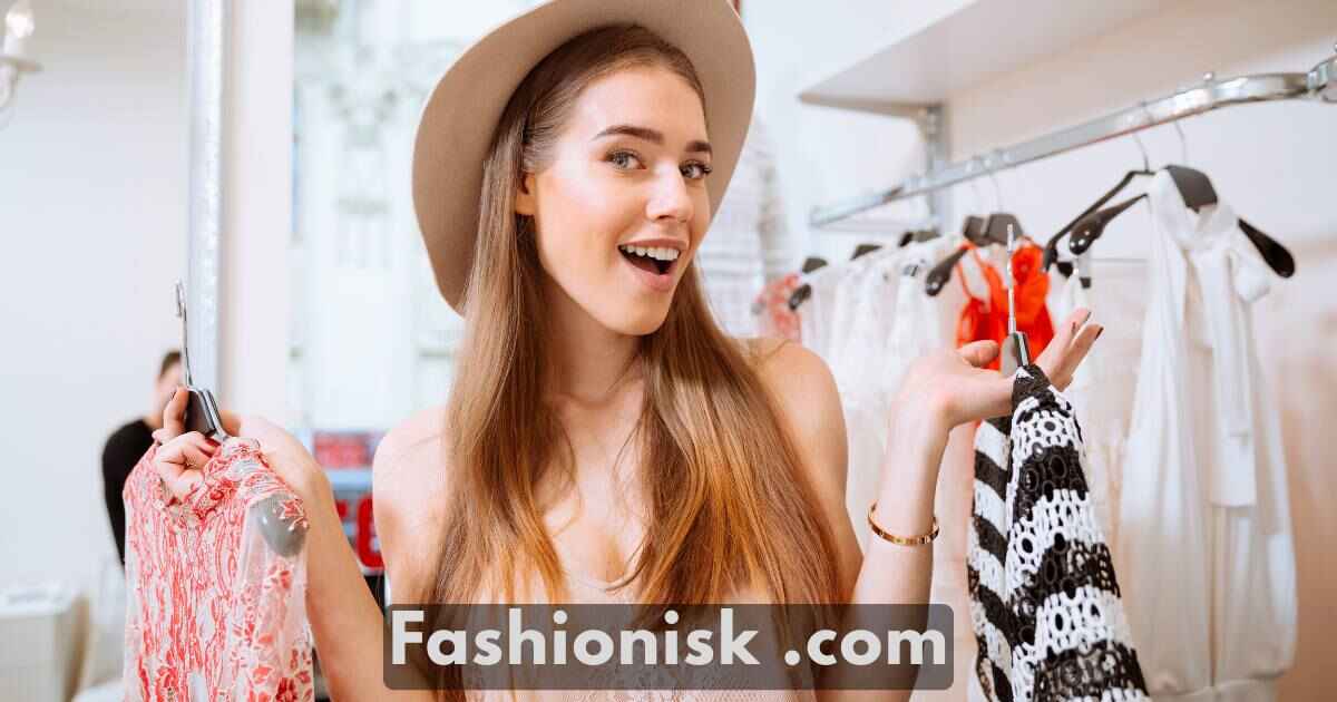 Girl in beautiful post at clothing store of fashionisk .com