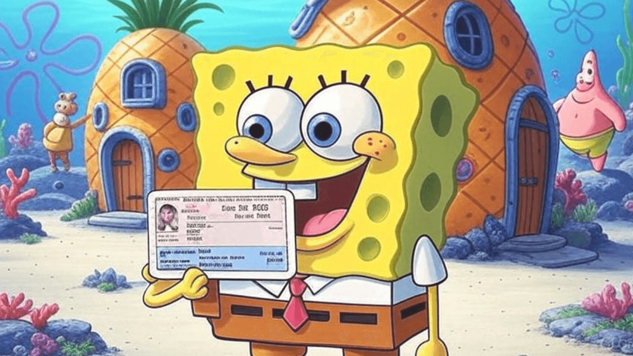 SpongeBob Hold Id Card to Show How Old Is Spongebob