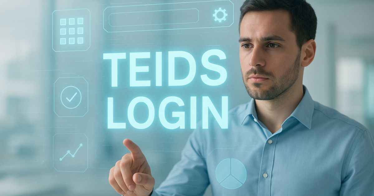 A man Business hand holding holographic icon with text TEIDS Login