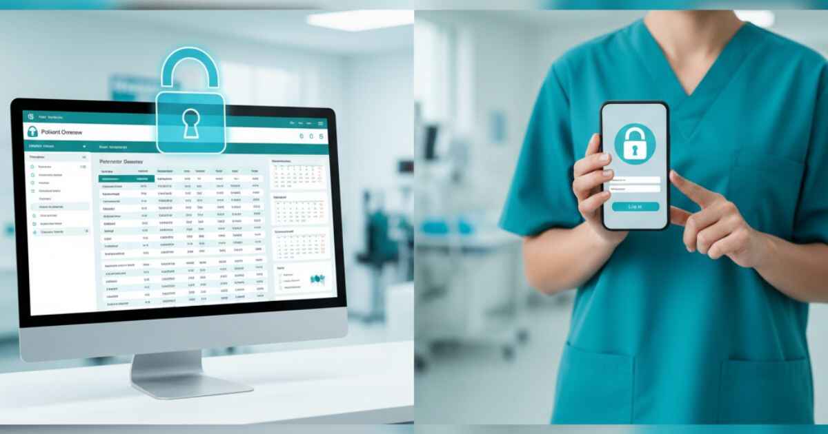 PointClickCare login system showing secure access on desktop and mobile for healthcare staff.