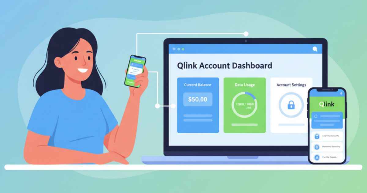 Qlink login user dashboard on desktop and mobile with account recovery options