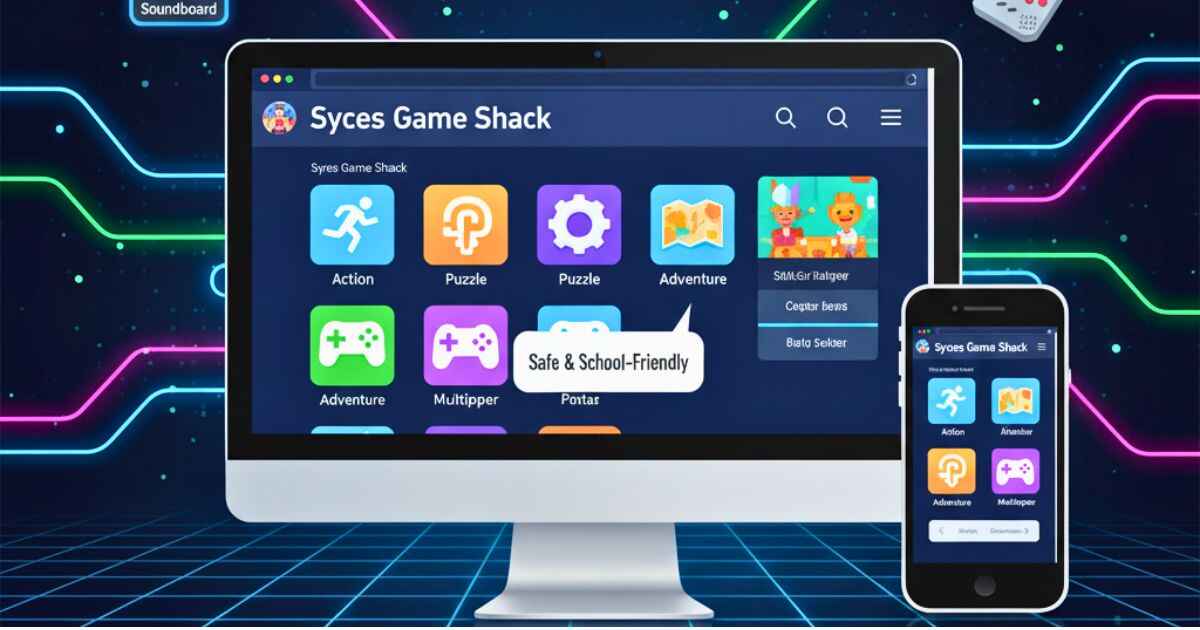 Syces Game Shack browser-based gaming portal showing variety of safe games and fun features