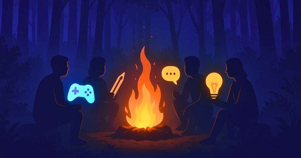 UndergrowthGames contributor digital campfire scene with people sharing ideas