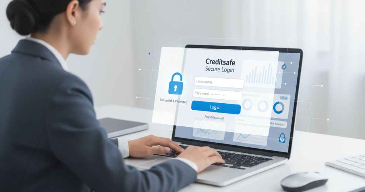 Secure creditsafe login dashboard with user entering details