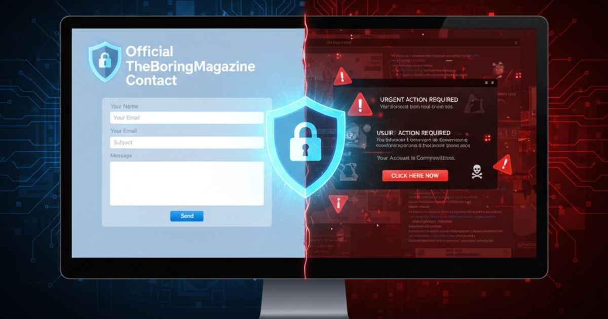 Safe and secure theboringmagazine contact vs dangerous scam warning email