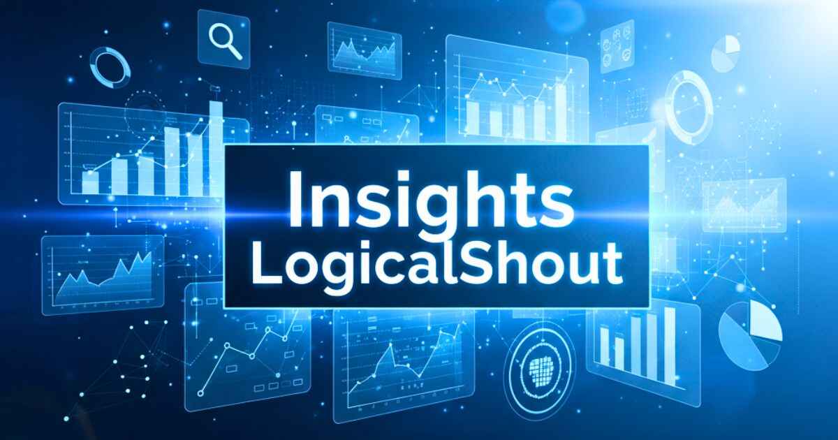 Abstract concept of Insights LogicalShout analytics and content marketing insights with digital charts and graphs