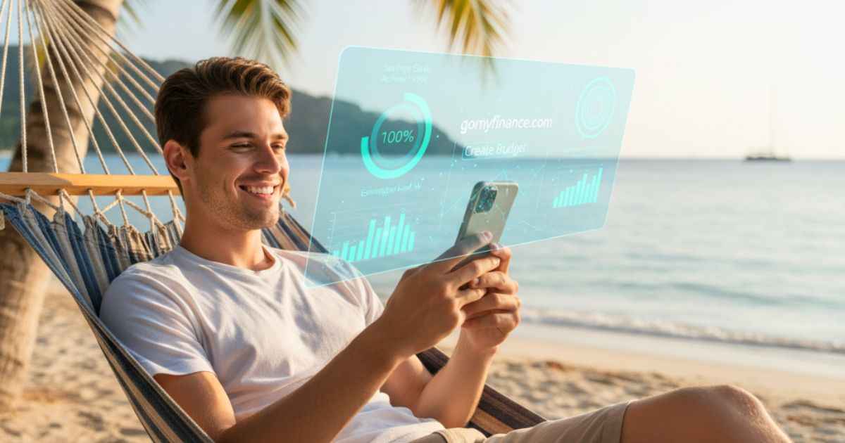 a man Feeling confident about money with gomyfinance.com Create Budget app